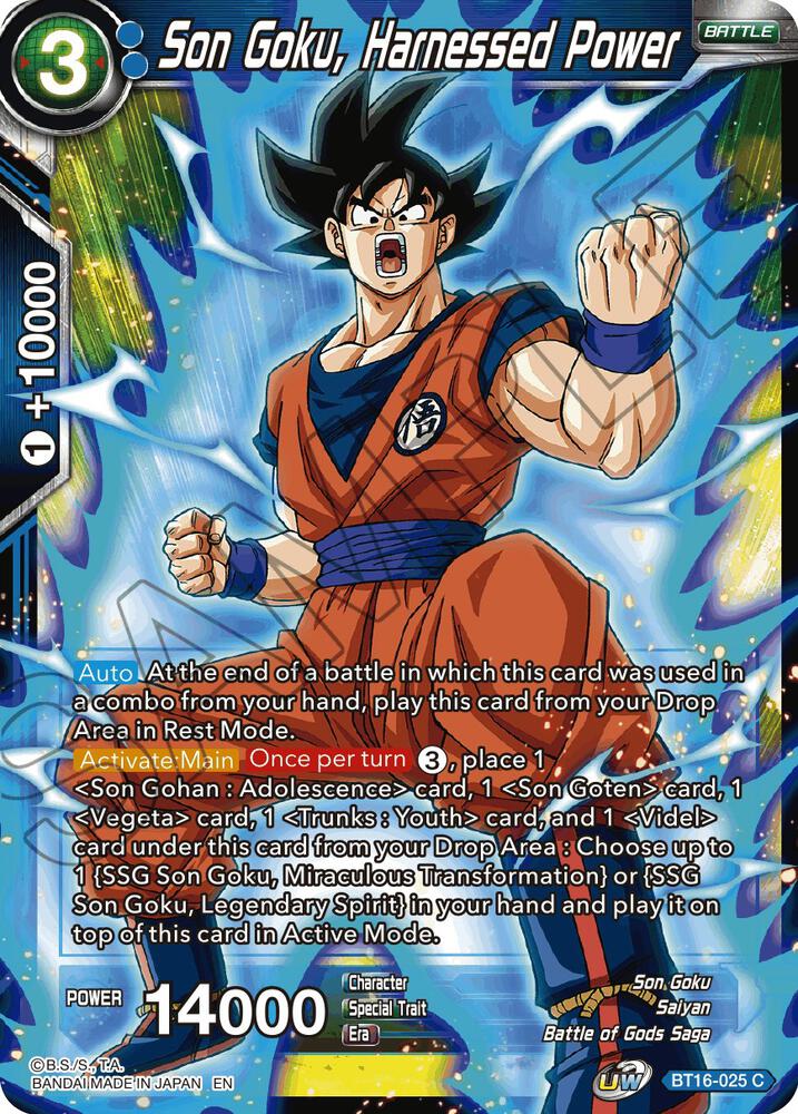 Son Goku, Harnessed Power BT16-025 card from Realm of the Gods