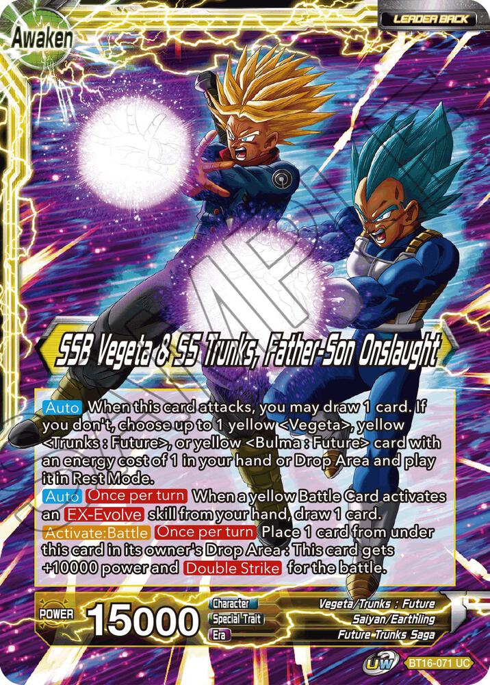 Trunks // SSB Vegeta & SS Trunks, Father-Son Onslaught BT16-071 card from Realm of the Gods
