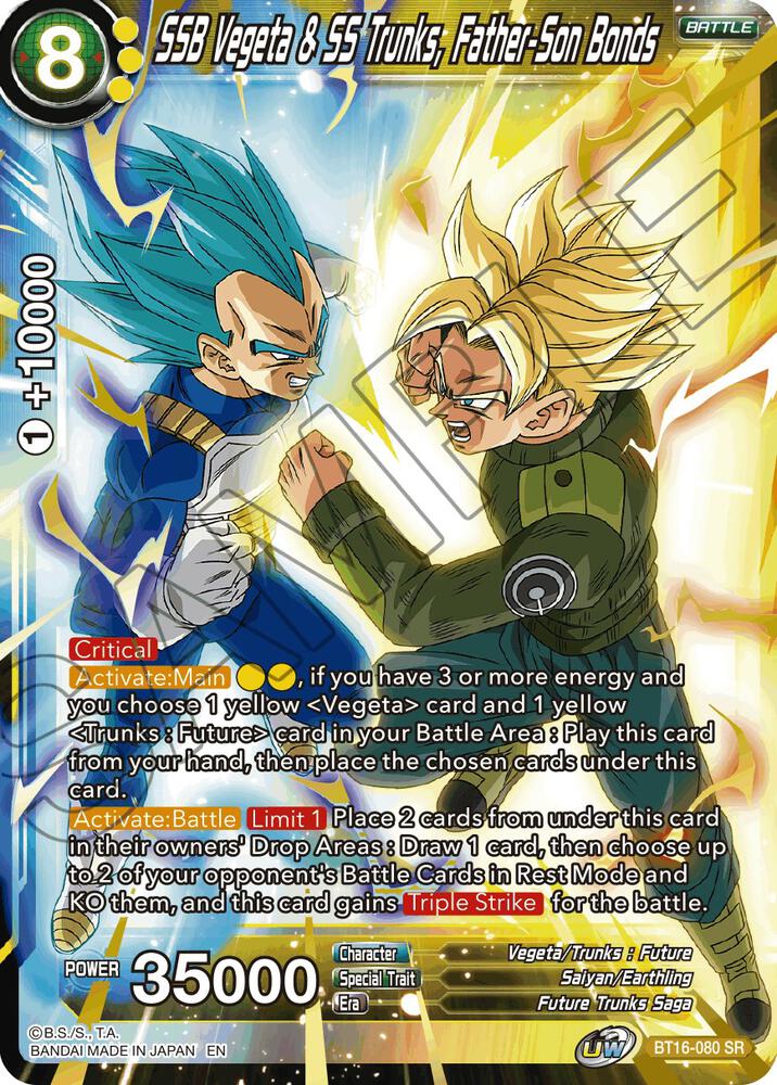 SSB Vegeta & SS Trunks, Father-Son Bonds BT16-080 card from Realm of the Gods