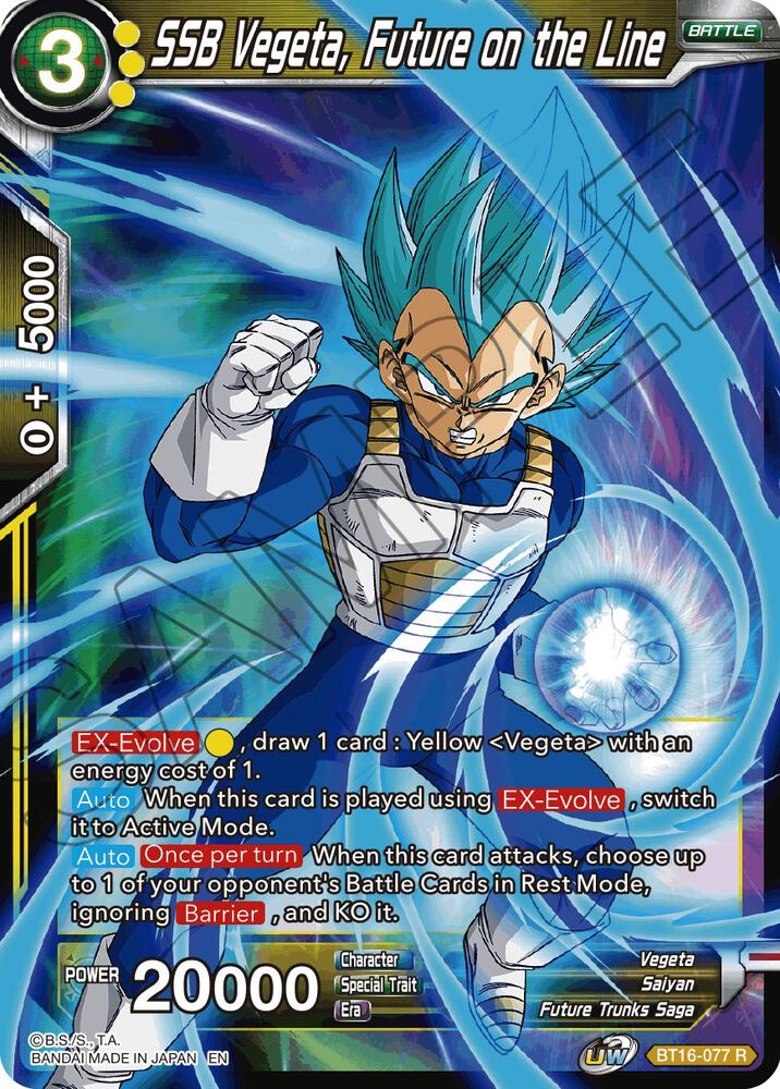 SSB Vegeta, Future on the Line BT16-077 card from Realm of the Gods