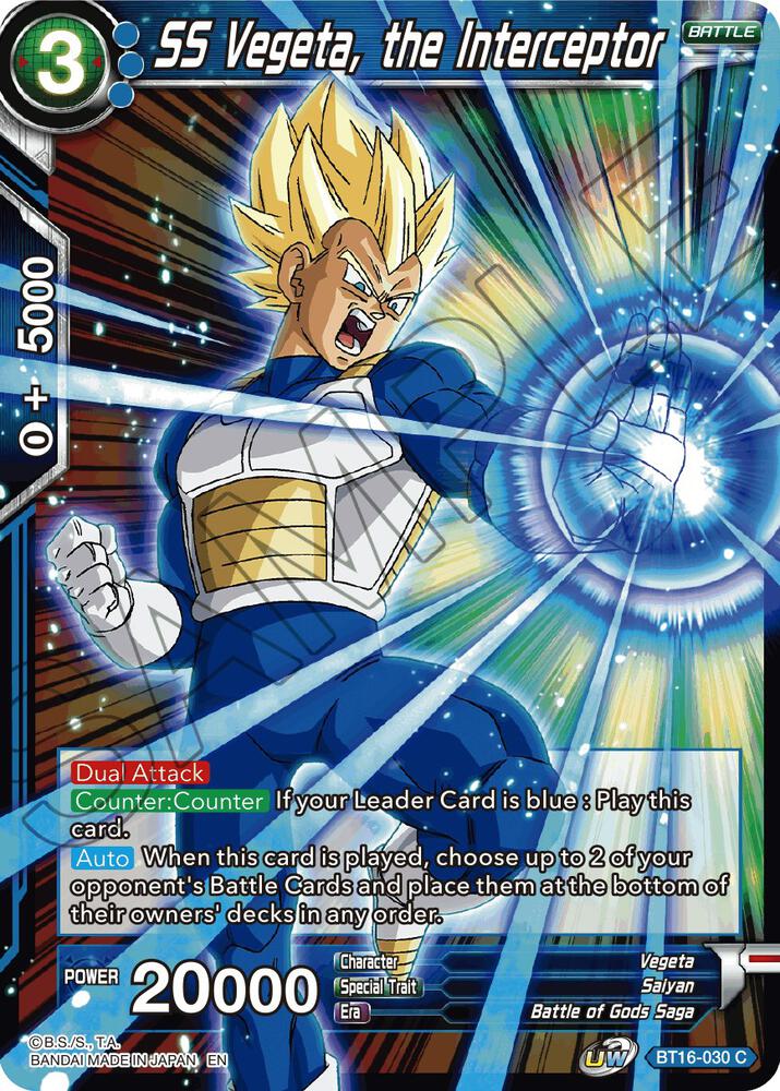 SS Vegeta, the Interceptor BT16-030 card from Realm of the Gods