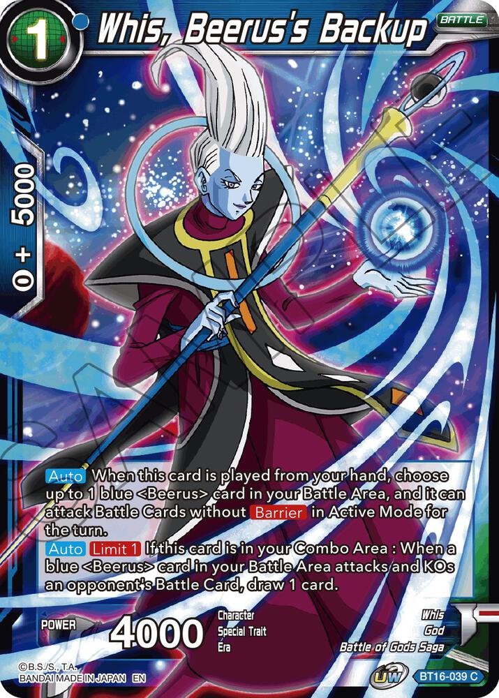 Whis, Beerus's Backup BT16-039 card from Realm of the Gods