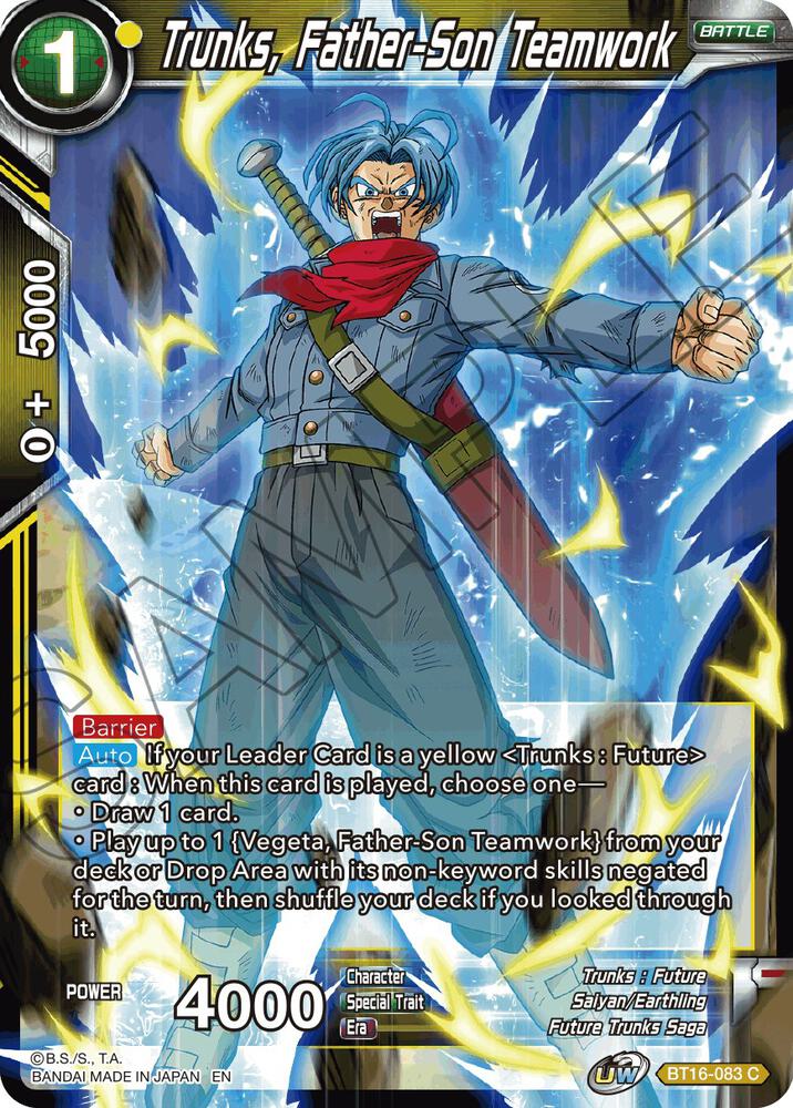 Trunks, Father-Son Teamwork BT16-083 card from Realm of the Gods