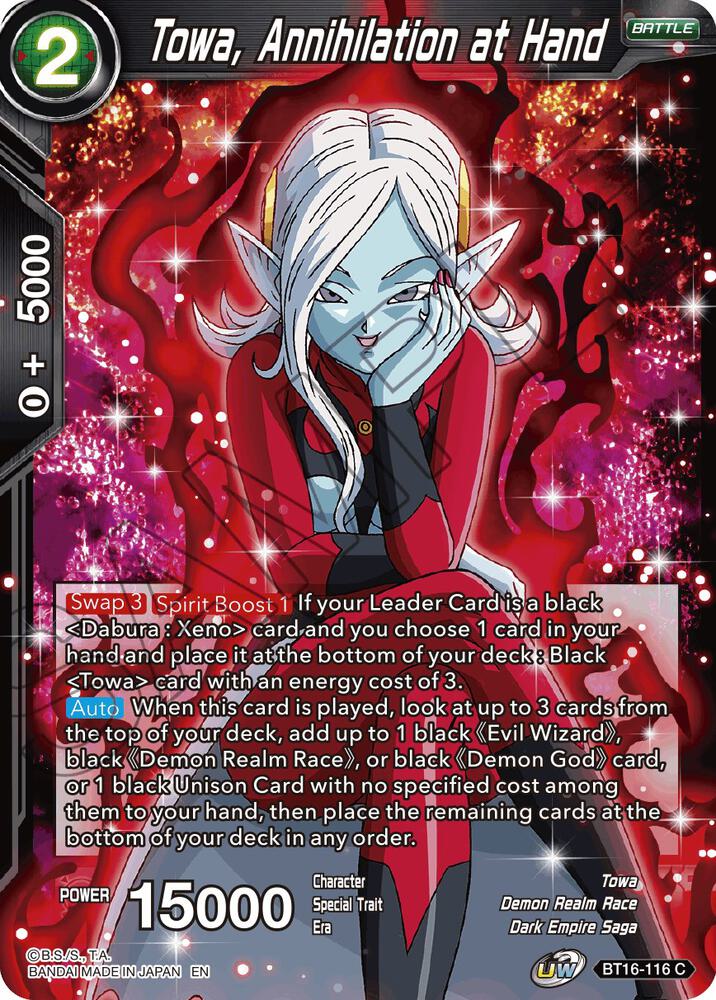 Towa, Annihilation at Hand BT16-116 card from Realm of the Gods
