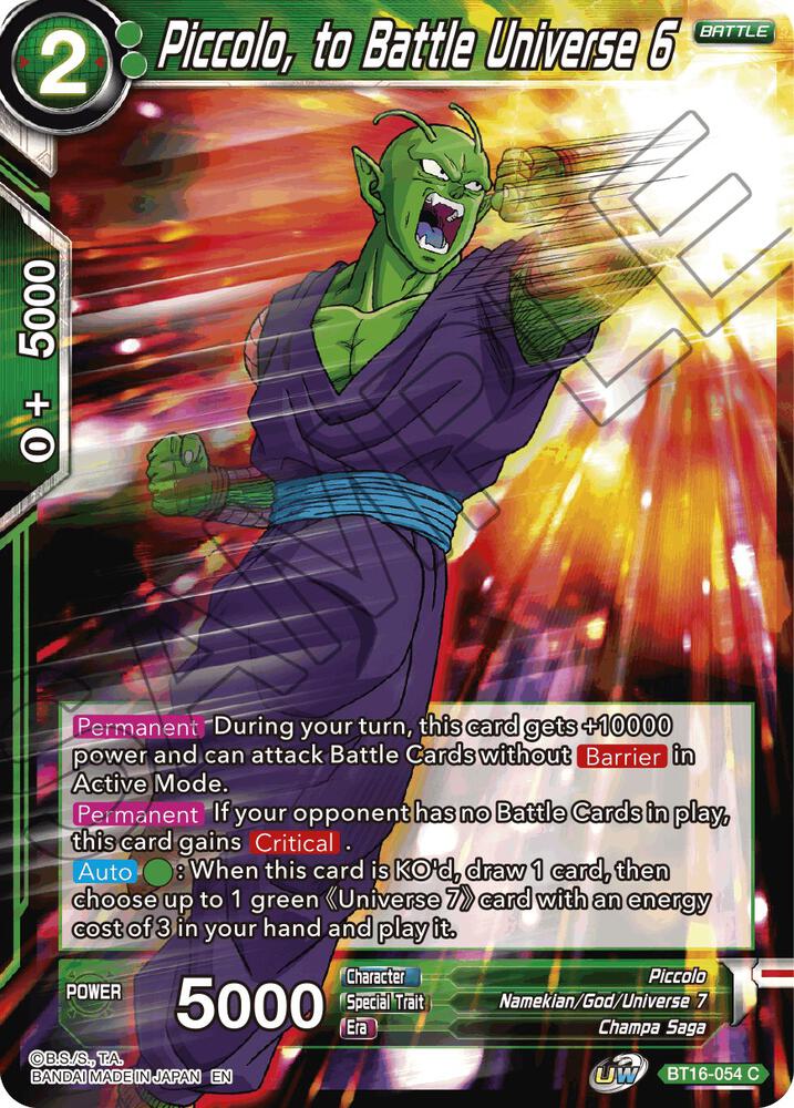 Piccolo, to Battle Universe 6 BT16-054 card from Realm of the Gods