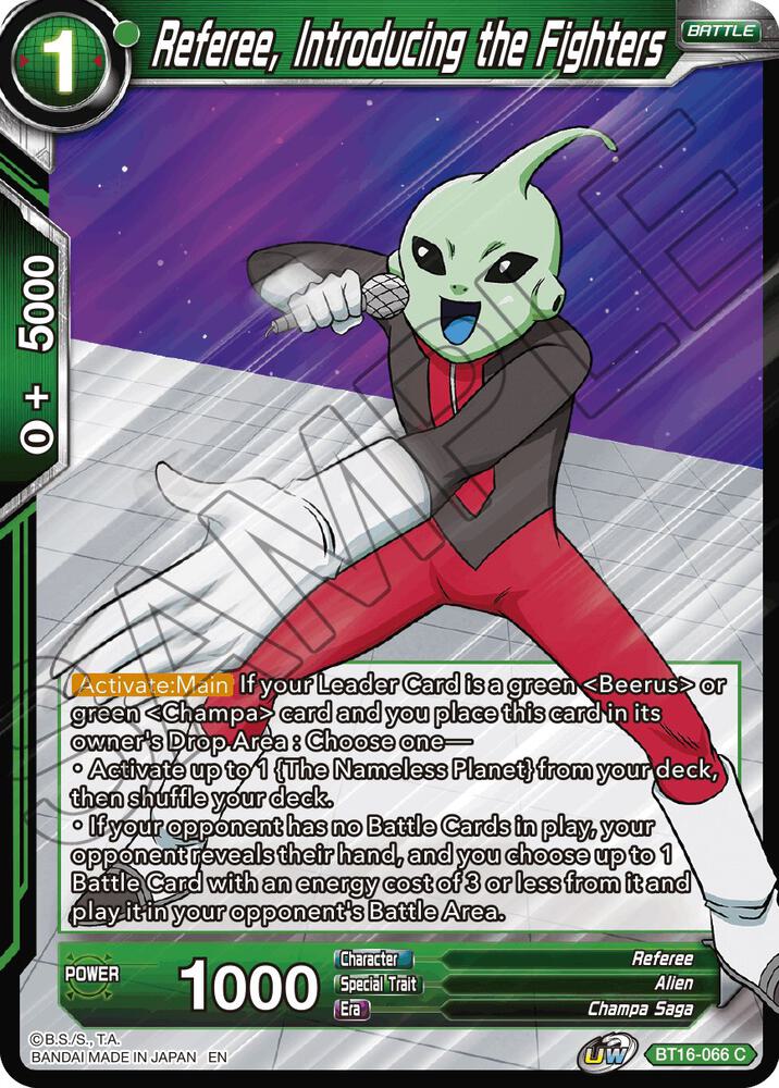 Referee, Introducing the Fighters BT16-066 card from Realm of the Gods