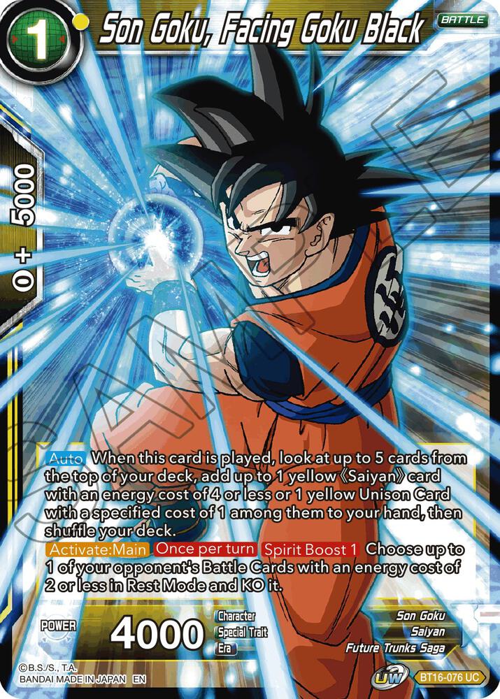 Son Goku, Facing Goku Black BT16-076 card from Realm of the Gods