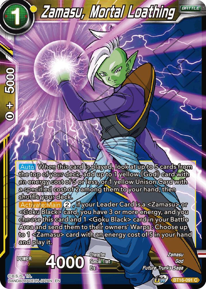 Zamasu, Mortal Loathing BT16-091 card from Realm of the Gods