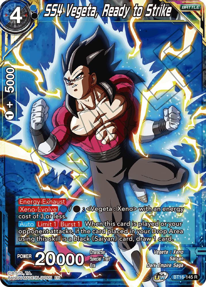 SS4 Vegeta, Ready to Strike BT16-145 card from Realm of the Gods