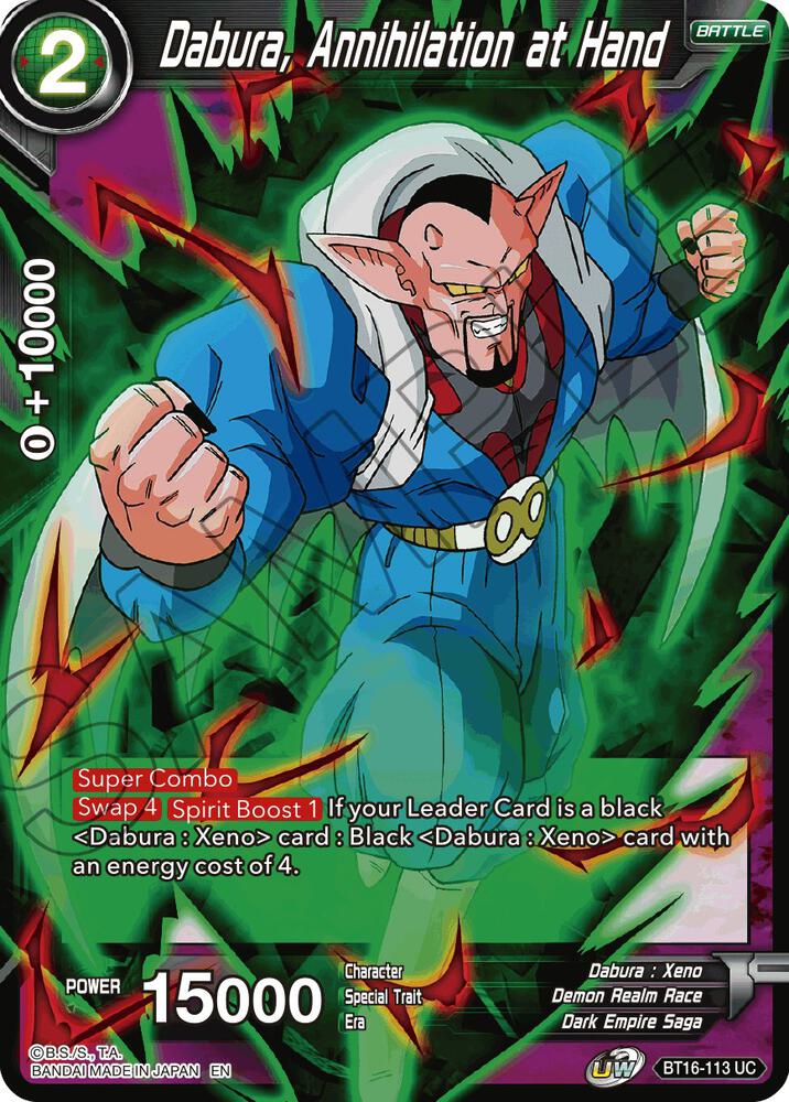 Dabura, Annihilation at Hand BT16-113 card from Realm of the Gods