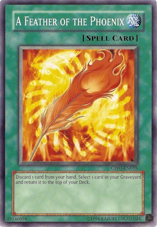 A Feather of the Phoenix CP03-EN018 card from Champion Pack 3