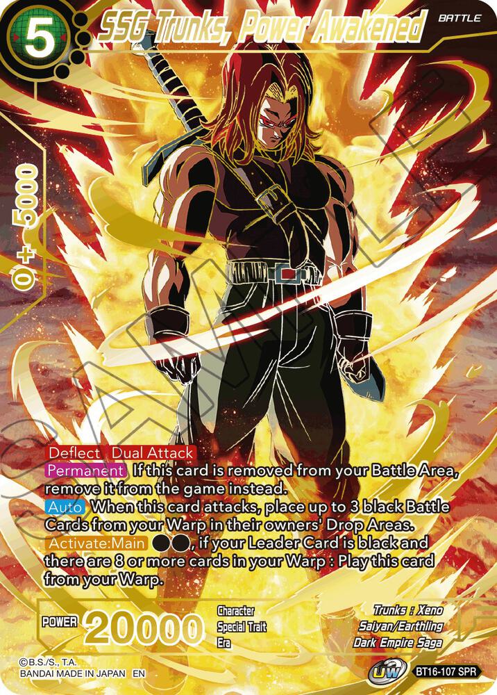 SSG Trunks, Power Awakened (SPR) BT16-107 card from Realm of the Gods