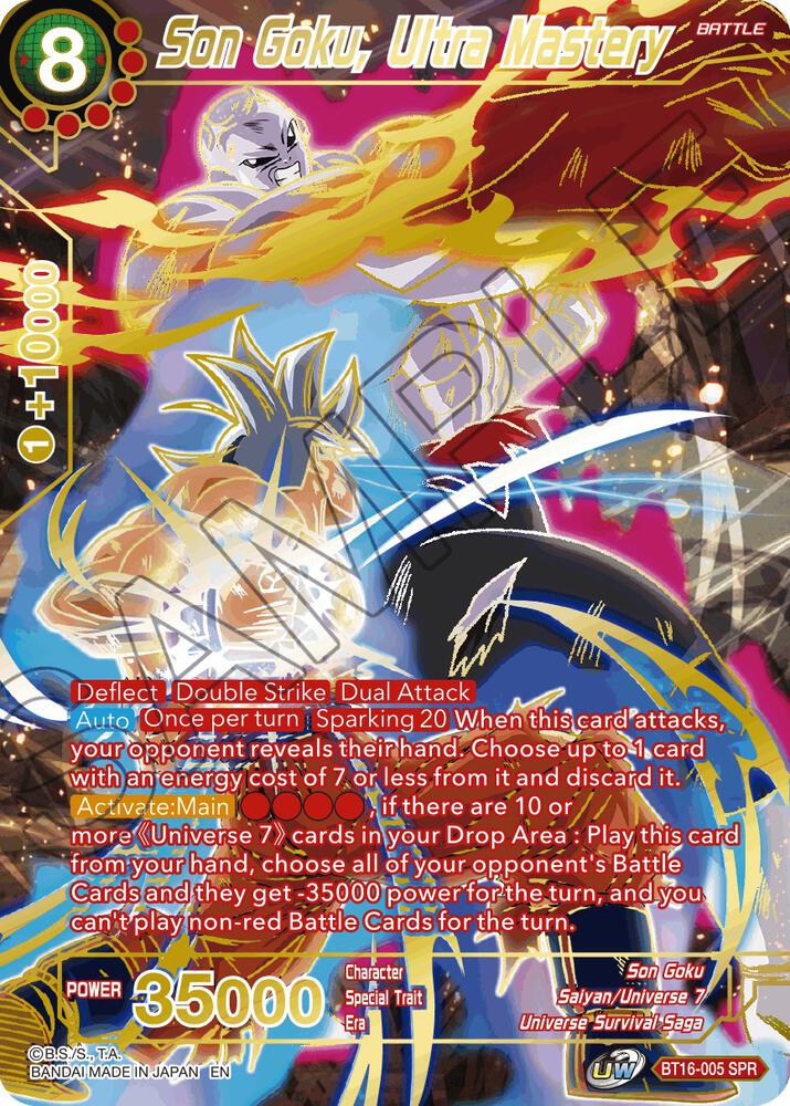 Son Goku, Ultra Mastery (SPR) BT16-005 card from Realm of the Gods