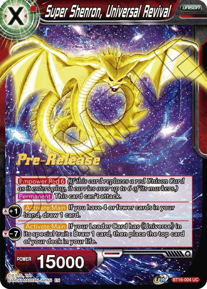 Super Shenron, Universal Revival BT16-004 card from Realm of the Gods Pre-Release Cards