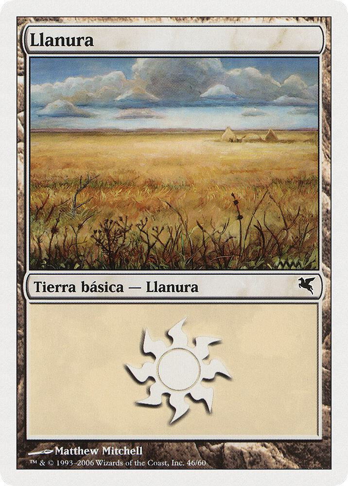 Plains (Spanish) - "Llanura" C46 card from Magic Encyclopedia 2005 (Salvat/Hachette)