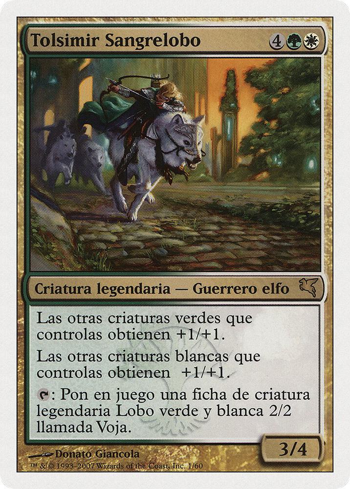 Tolsimir Wolfblood (Spanish) - "Tolsimir Sangrelobo" J1 card from Magic Encyclopedia 2005 (Salvat/Hachette)