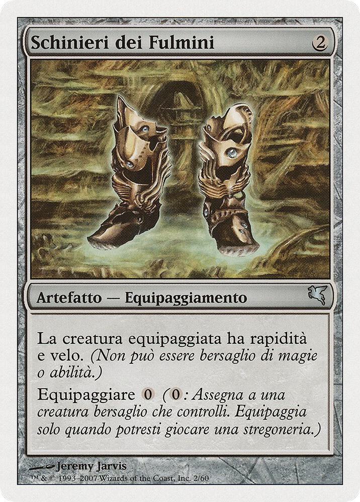 Lightning Greaves (Italian) - "Schinieri dei Fulmini" L2 card from Magic Encyclopedia 2005 (Salvat/Hachette)