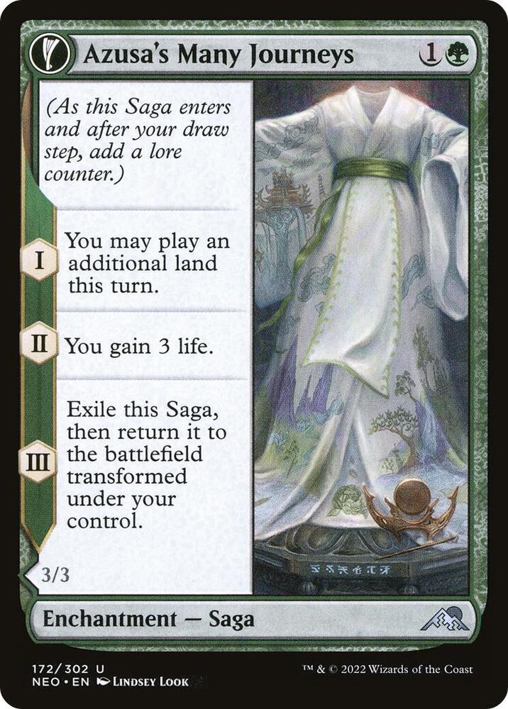 Azusa's Many Journeys 172 card from Kamigawa: Neon Dynasty