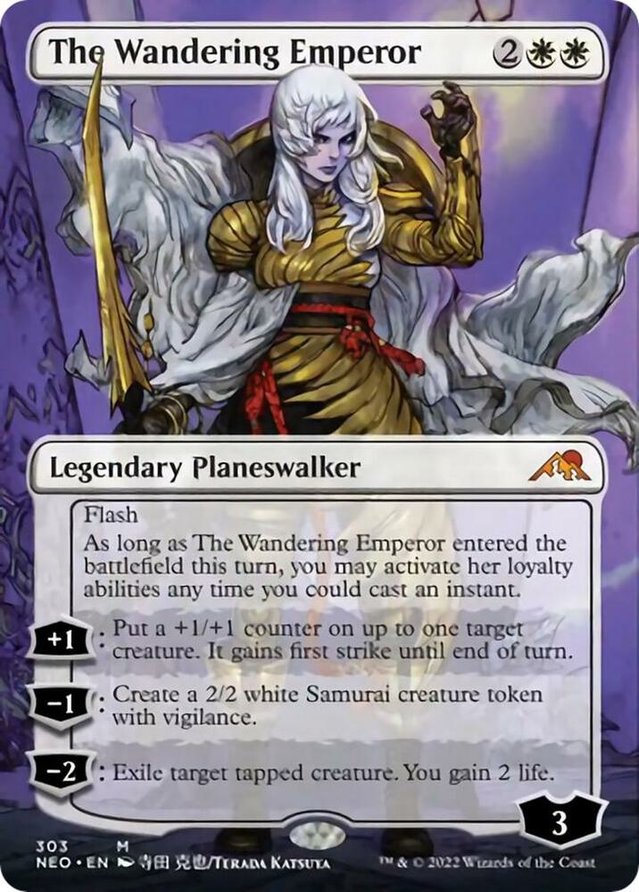 The Wandering Emperor (Borderless) 303 card from Kamigawa: Neon Dynasty