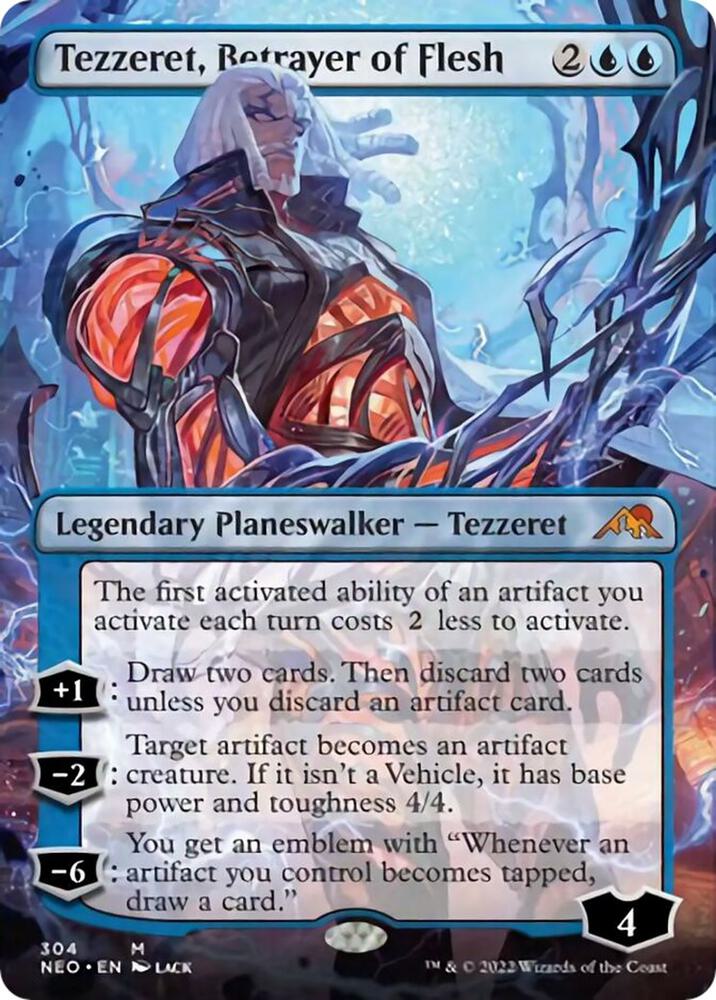 Tezzeret, Betrayer of Flesh (Borderless) 304 card from Kamigawa: Neon Dynasty