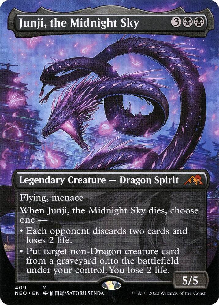 Junji, the Midnight Sky (Borderless) 409 card from Kamigawa: Neon Dynasty