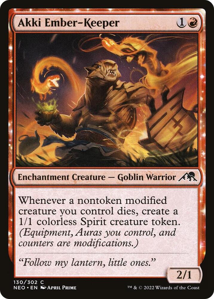 Akki Ember-Keeper 130 card from Kamigawa: Neon Dynasty