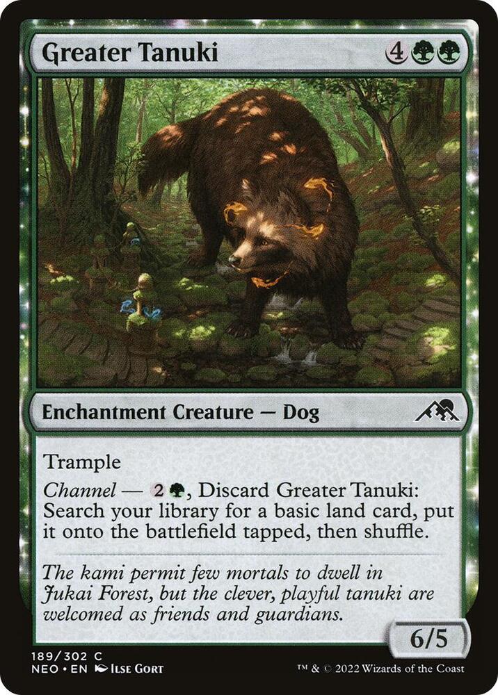 Greater Tanuki 189 card from Kamigawa: Neon Dynasty