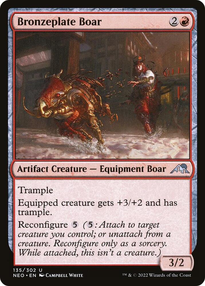 Bronzeplate Boar 135 card from Kamigawa: Neon Dynasty