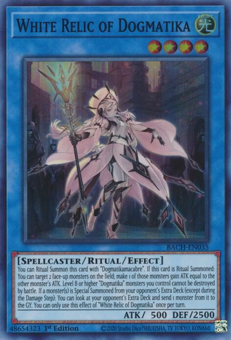 White Relic of Dogmatika BACH-EN035 card from Battle of Chaos