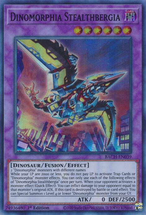 Dinomorphia Stealthbergia BACH-EN039 card from Battle of Chaos