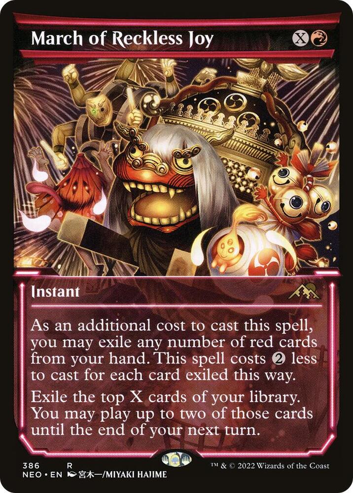 March of Reckless Joy (Showcase) 386 card from Kamigawa: Neon Dynasty