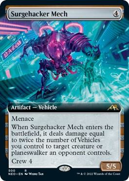 Surgehacker Mech (Extended Art) 500 card from Kamigawa: Neon Dynasty