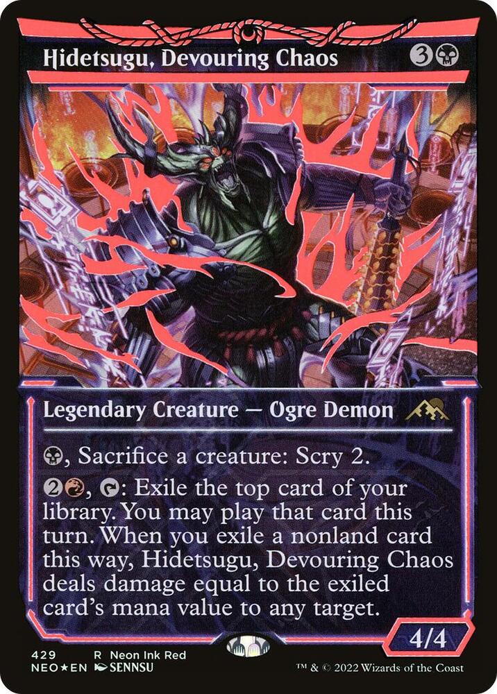 Hidetsugu, Devouring Chaos (Neon Red) 429 card from Kamigawa: Neon Dynasty