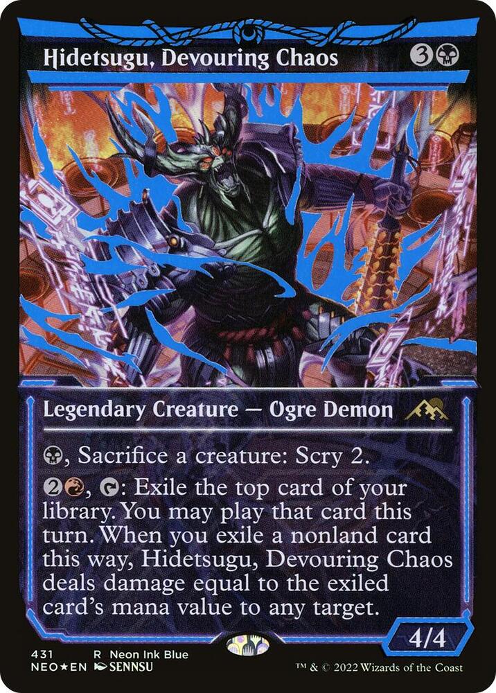 Hidetsugu, Devouring Chaos (Neon Blue) 431 card from Kamigawa: Neon Dynasty
