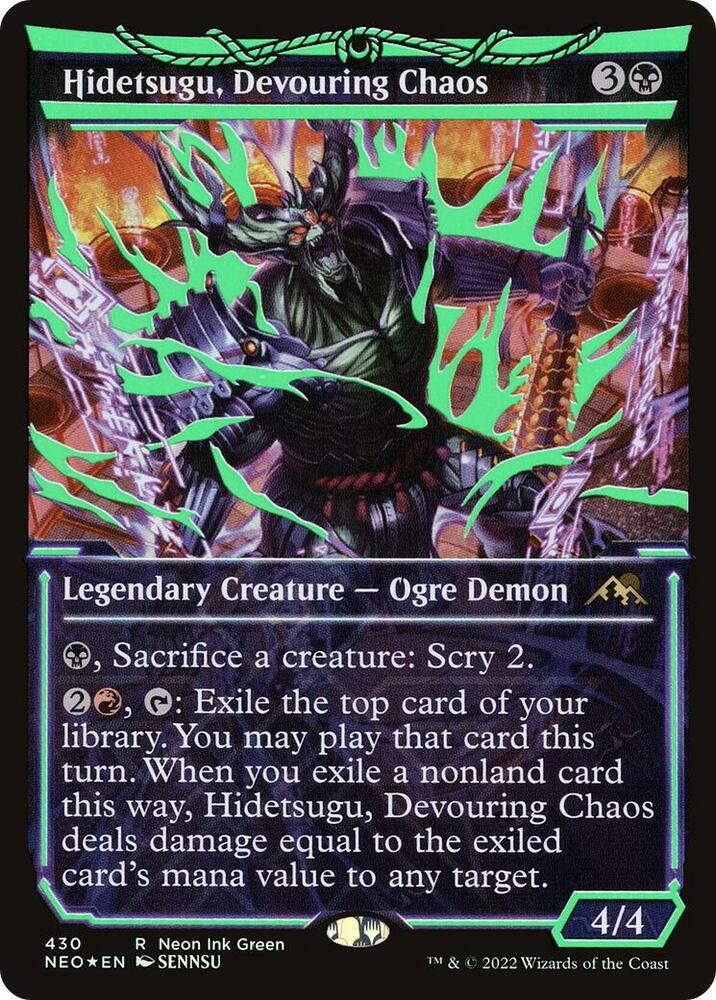 Hidetsugu, Devouring Chaos (Neon Green) 430 card from Kamigawa: Neon Dynasty