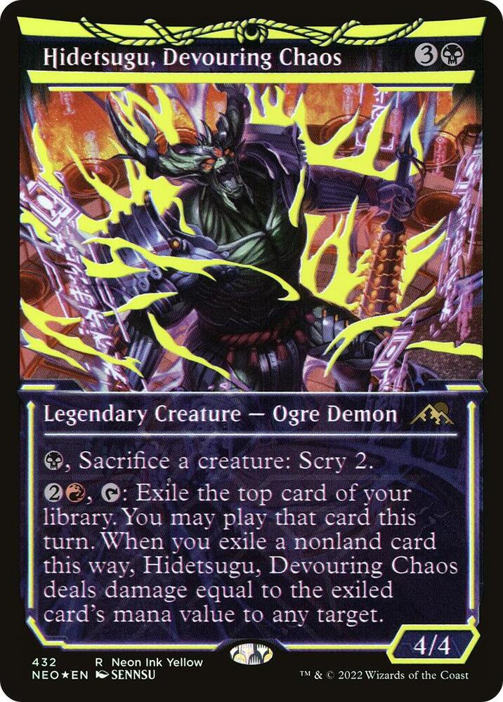 Hidetsugu, Devouring Chaos (Neon Yellow) (WPN Exclusive) 432 card from Kamigawa: Neon Dynasty