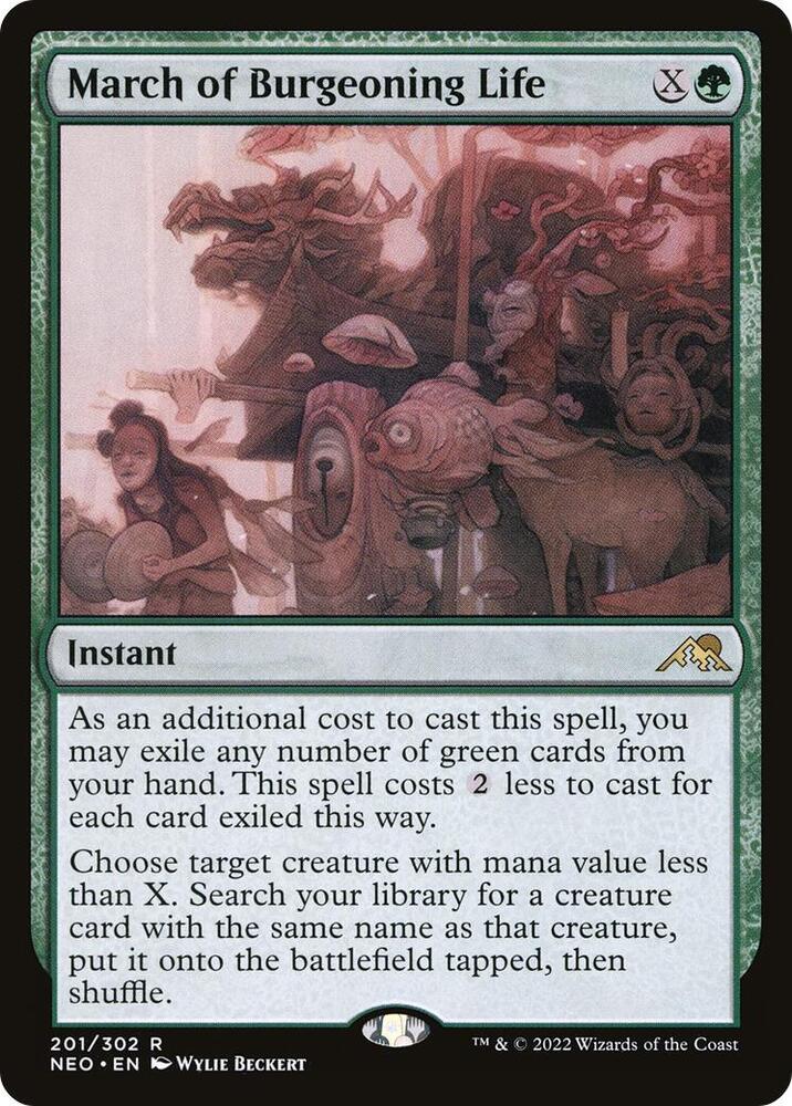 March of Burgeoning Life 201 card from Kamigawa: Neon Dynasty
