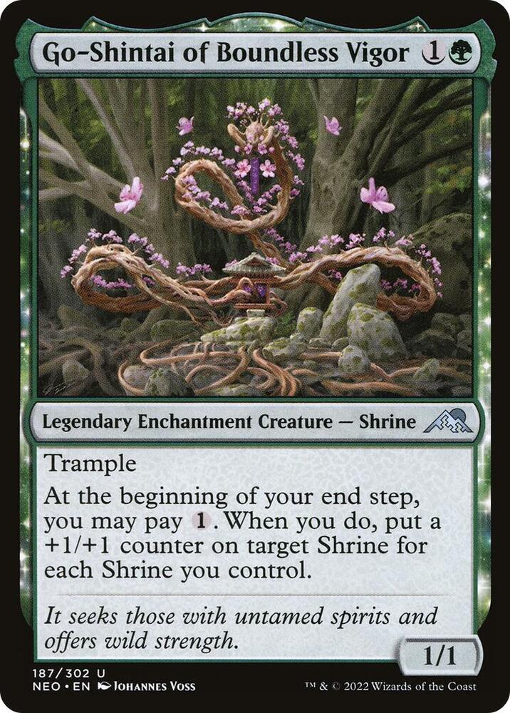 Go-Shintai of Boundless Vigor 187 card from Kamigawa: Neon Dynasty