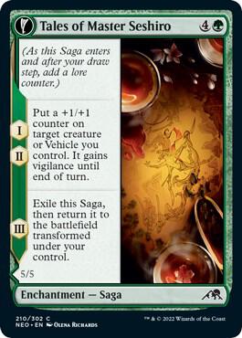 Tales of Master Seshiro 210 card from Kamigawa: Neon Dynasty