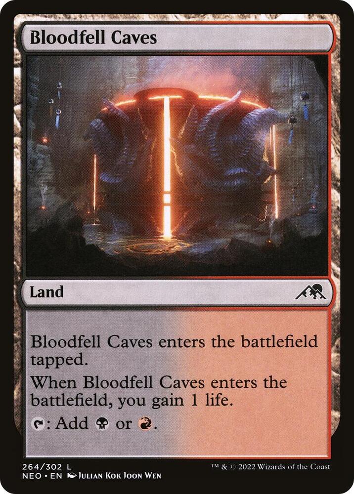 Bloodfell Caves 264 card from Kamigawa: Neon Dynasty