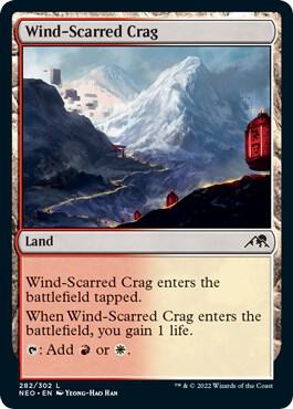 Wind-Scarred Crag 282 card from Kamigawa: Neon Dynasty