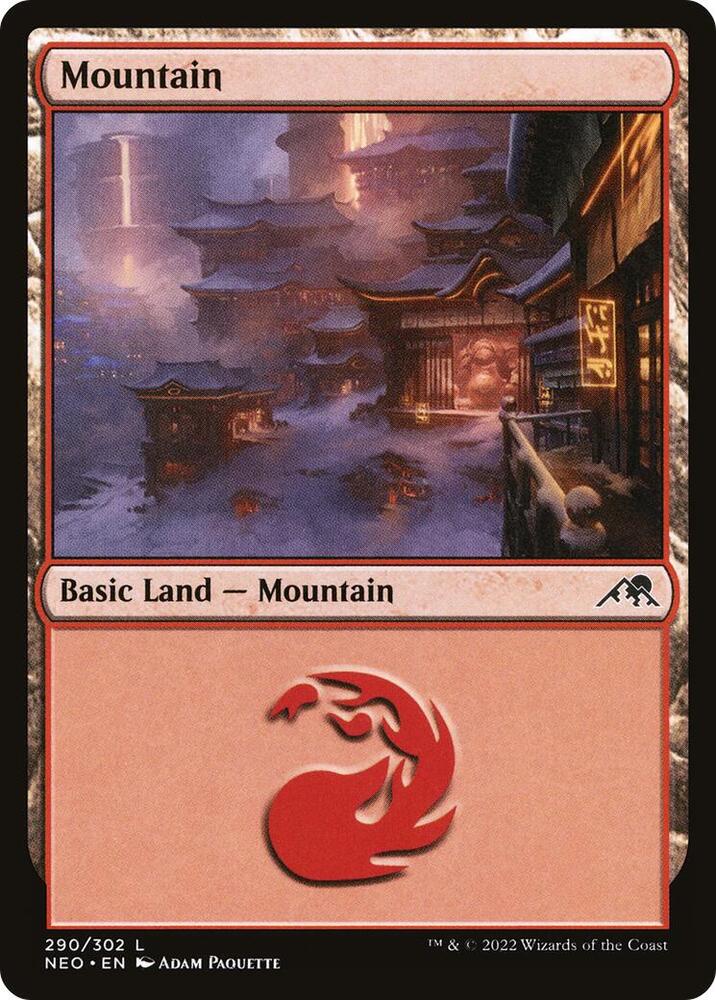 Mountain 290 card from Kamigawa: Neon Dynasty