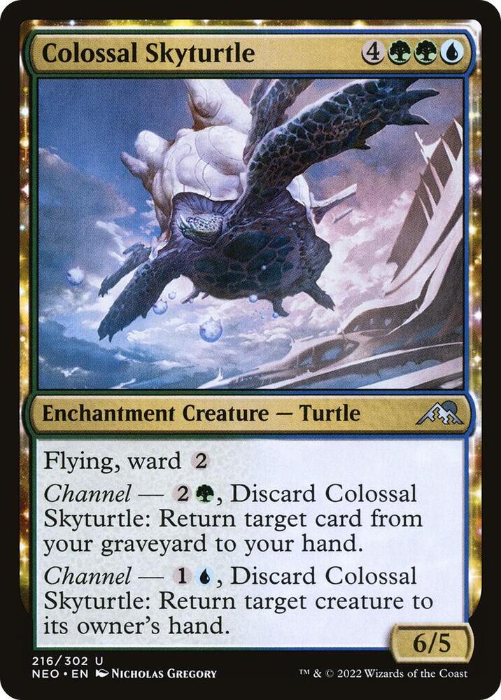 Colossal Skyturtle 216 card from Kamigawa: Neon Dynasty