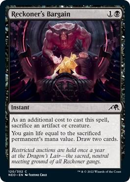 Reckoner's Bargain 120 card from Kamigawa: Neon Dynasty