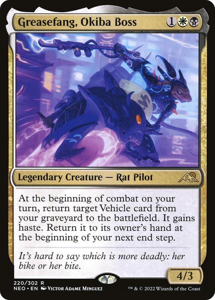 Greasefang, Okiba Boss 220 card from Kamigawa: Neon Dynasty