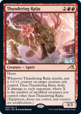 Thundering Raiju 166 card from Kamigawa: Neon Dynasty