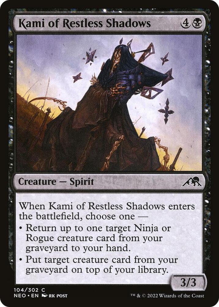 Kami of Restless Shadows 104 card from Kamigawa: Neon Dynasty