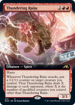 Thundering Raiju (Extended Art) 472 card from Kamigawa: Neon Dynasty