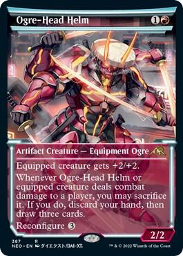 Ogre-Head Helm (Showcase) 387 card from Kamigawa: Neon Dynasty