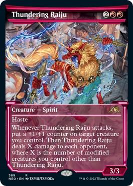 Thundering Raiju (Showcase) 389 card from Kamigawa: Neon Dynasty
